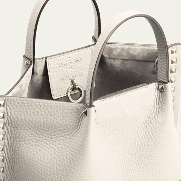 Valentino Garavani Rockstud Small East-West Leather Tote Bag Light Ivory - Picture 3 of 16